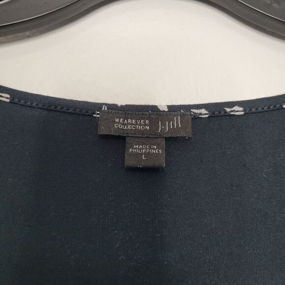 J Jill Wearever collection black cream all over print stretch pullover dress L - Picture 3 of 6